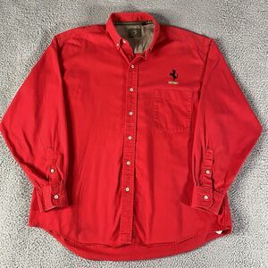 Vintage Ferrari Shirt Duck Head Mens XL Red Button Down Long Sleeve USA Made